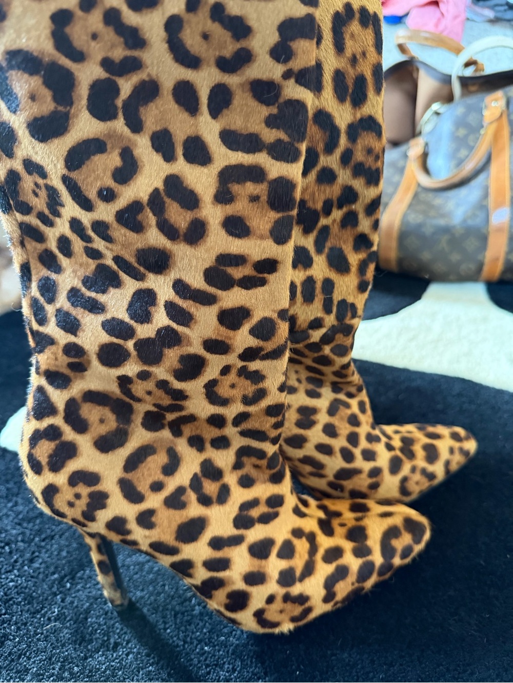 Zara Leopard Print Heeled slouch Boots